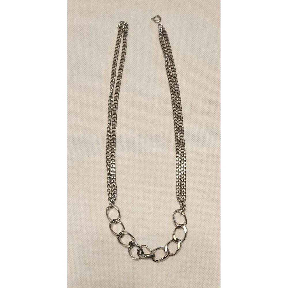 Chain Link Necklace Silver Tone Statement Layered Fashion Jewelry